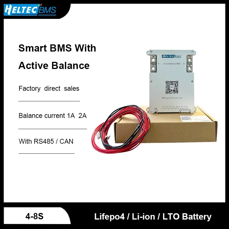 Heltec Smart Bms Active Balance 1A 2A 12V 24V BMS 4S 8S 100A 200A Lifepo4 Литий-Ионный аккумулятор Lto APP RS485 / CAN ДЛЯ Инвертора Изображение 0