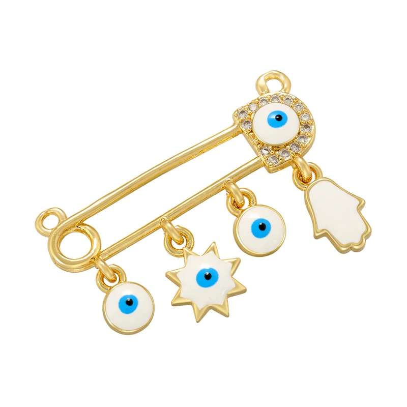 ZHUKOU многоцветное эмалевое ожерелье с подвесками в виде глаз, аксессуары для ювелирных изделий ручной работы, аксессуары оптом VD1231 Изображение 1