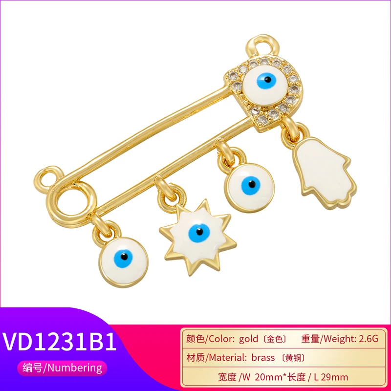 ZHUKOU многоцветное эмалевое ожерелье с подвесками в виде глаз, аксессуары для ювелирных изделий ручной работы, аксессуары оптом VD1231 Изображение 4