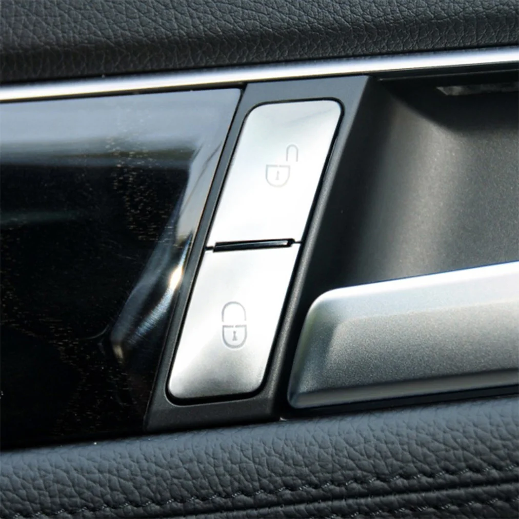 Для Benz C204 W176 W246 W212 4ШТ Кнопка включения замка внутренней двери Серебристый хром Изображение 4