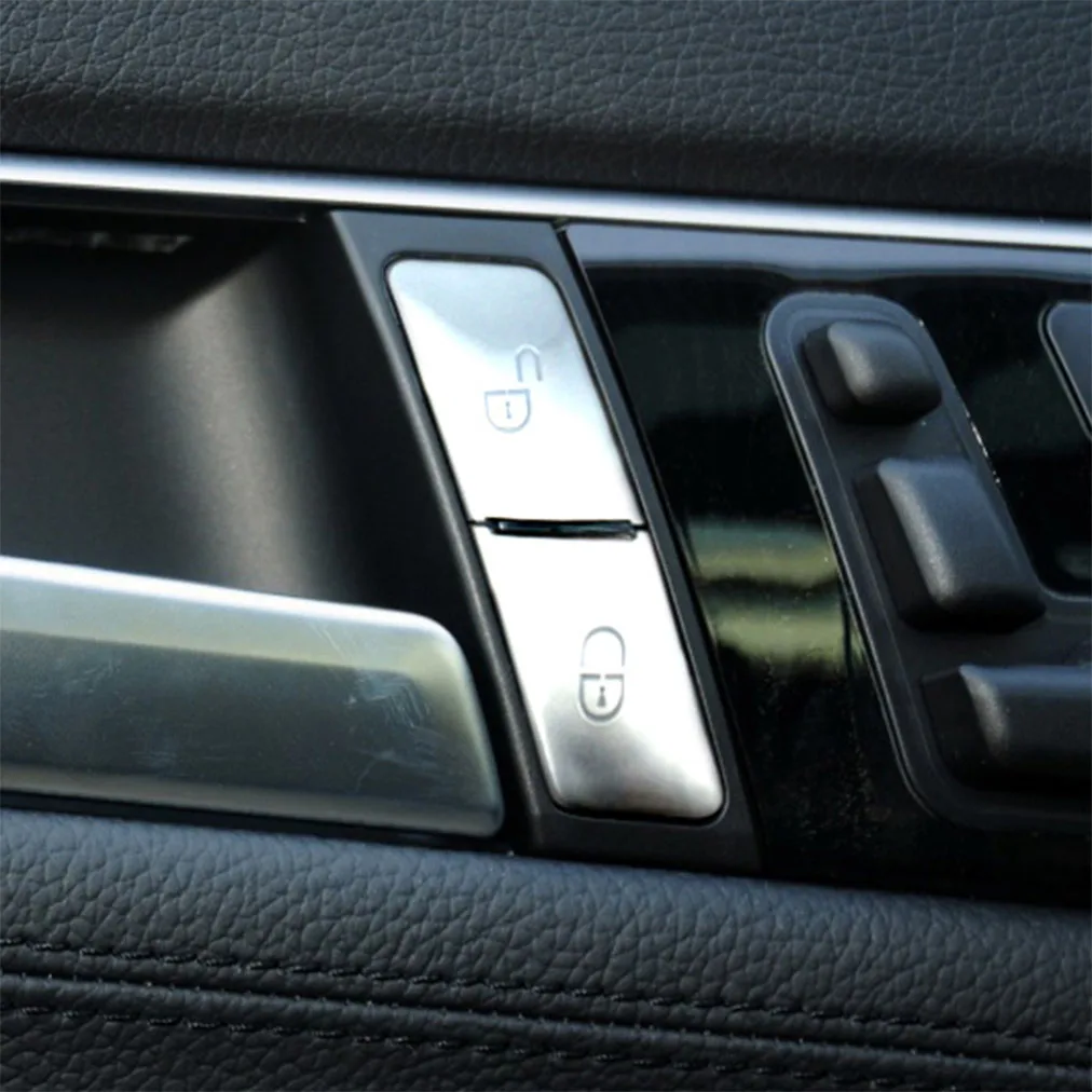 Для Benz C204 W176 W246 W212 4ШТ Кнопка включения замка внутренней двери Серебристый хром Изображение 5