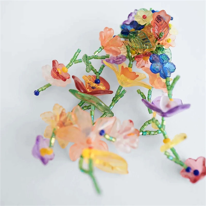 для креативных пластиковых сережек с цветочными кисточками, украшенных бисером, серьги-подвески в стиле бохо для женщин и девочек Изображение 4