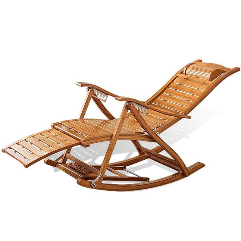 Кресло-качалка бамбуковое глубокое кресло с откидной спинкой, кресло для обеденного перерыва, балкон, мебель для дома для ленивого отдыха, кресло для пожилых людей, массаж ног Изображение 1