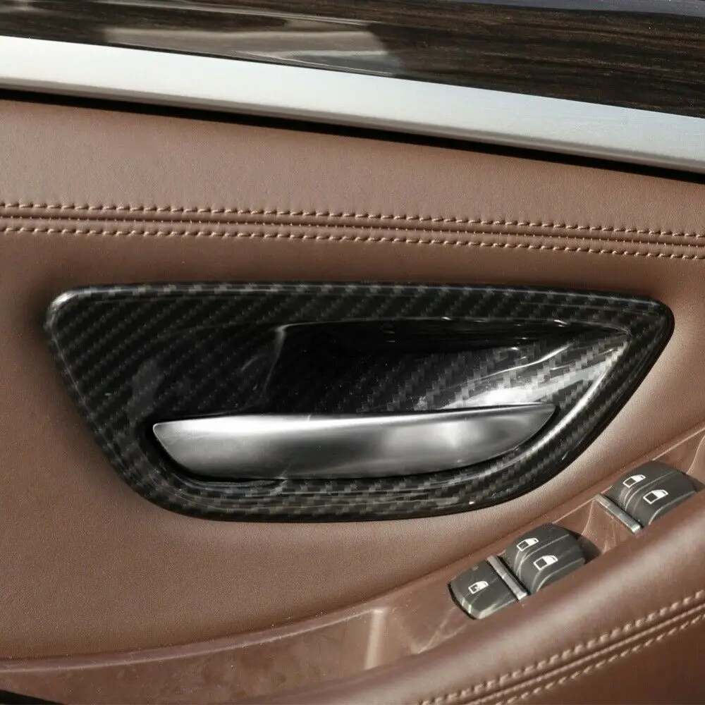 Накладка на внутреннюю дверную ручку из 4шт углеродного волокна для BMW 5 серии F10 2011-2016 Изображение 3
