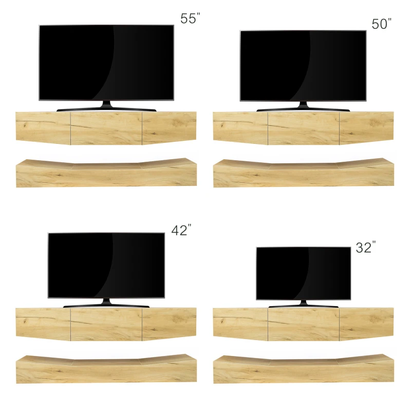 НАСТЕННЫЙ шкаф для телевизора из МДФ с тремя выдвижными ящиками и светодиодной подсветкой, ДУБ Изображение 3