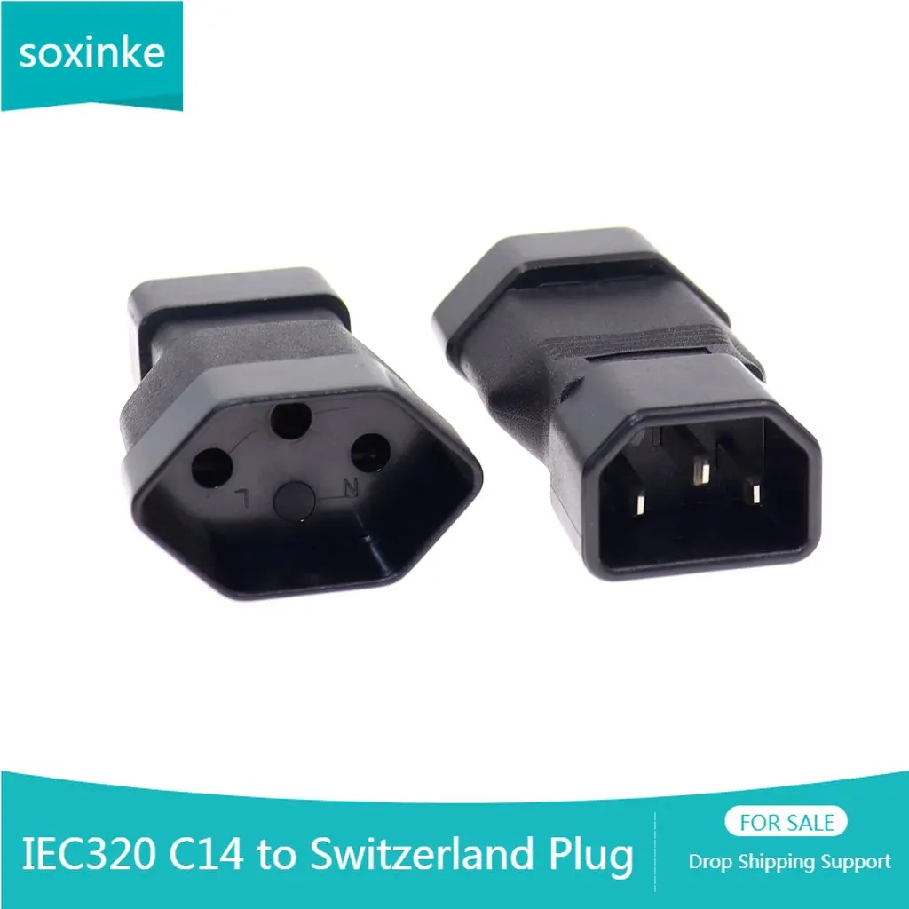 Швейцарский штекерный адаптер, IEC 320 C14 к швейцарской розетке, Адаптер IEC Type J для ИБП / PDU / APC, IEC к европейской розетке Изображение 0